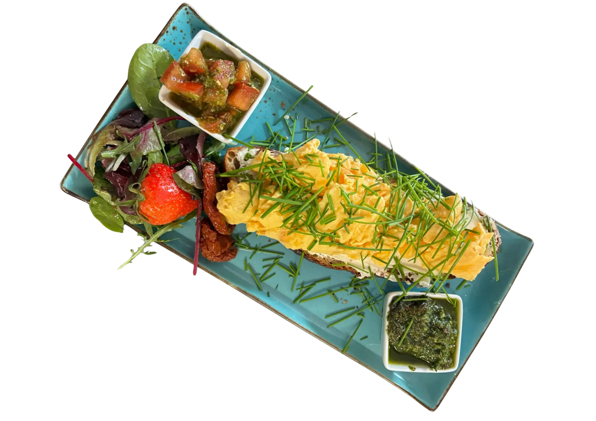 Sylter Rührei mit Schnittlauch und Salat